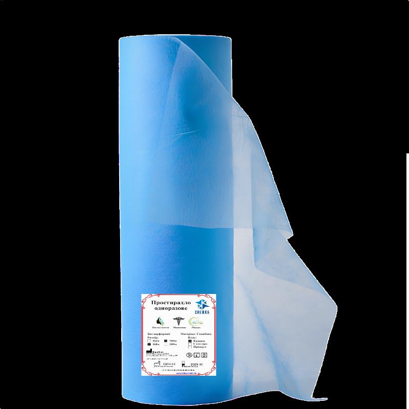 Простирадло одноразове медичне (неткане) нестерильне в рулоні торгової марки «СНЕЖКА» без перфорації (розмір 0,8х100 м, щ. 17 г/м2) спанбонд